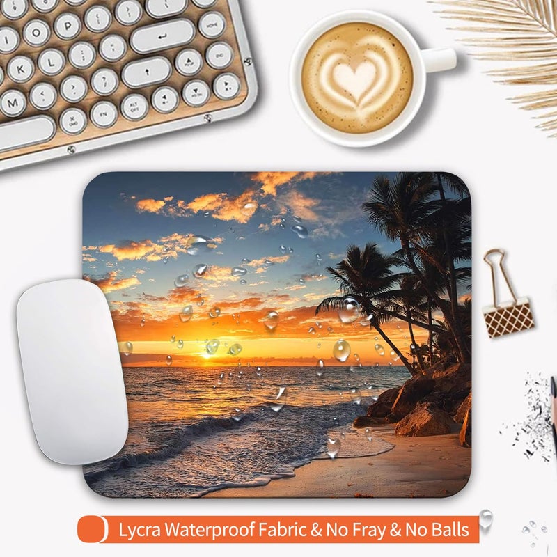 Armanza Square Mouse Pad Beach Sunset, Personalized Premium-Textured Custom Mouse Mat Design, Washable Mousepad Cloth, Non-Slip Rubber Base Computer Mouse Pads for Wireless Mouse - Image 3